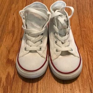 White Converse hi-tops little -kids 10